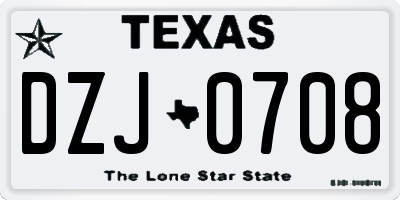 TX license plate DZJ0708