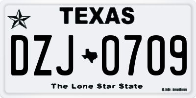 TX license plate DZJ0709