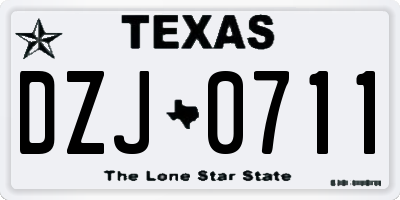 TX license plate DZJ0711