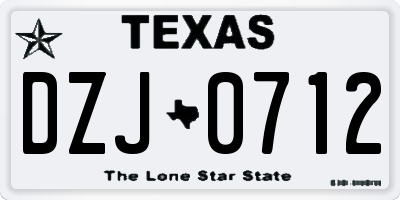 TX license plate DZJ0712