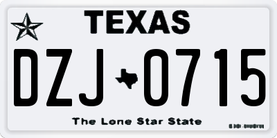 TX license plate DZJ0715