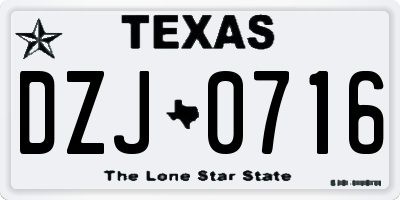 TX license plate DZJ0716