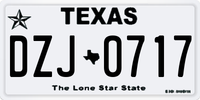 TX license plate DZJ0717