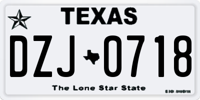 TX license plate DZJ0718