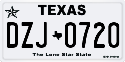 TX license plate DZJ0720