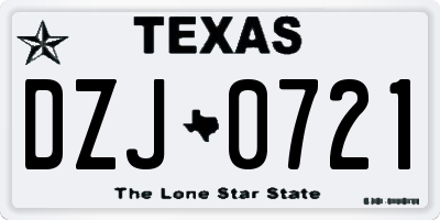 TX license plate DZJ0721