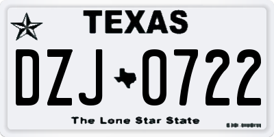 TX license plate DZJ0722