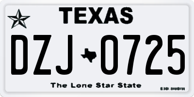 TX license plate DZJ0725