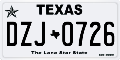 TX license plate DZJ0726