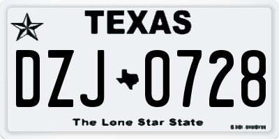 TX license plate DZJ0728