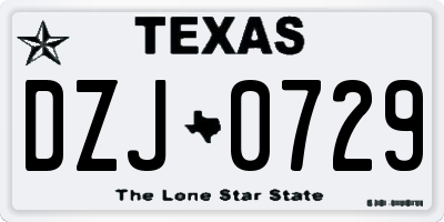 TX license plate DZJ0729