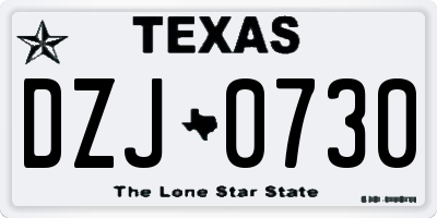 TX license plate DZJ0730