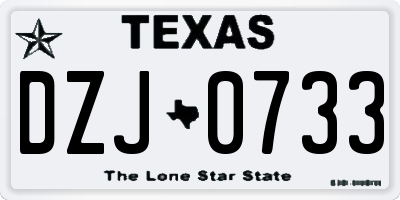 TX license plate DZJ0733