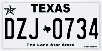 TX license plate DZJ0734
