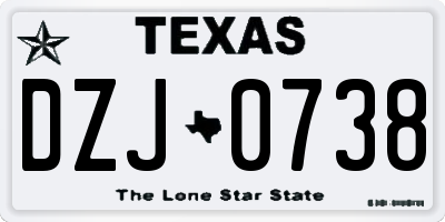 TX license plate DZJ0738