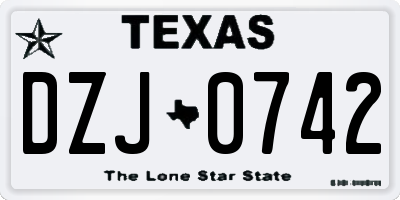 TX license plate DZJ0742