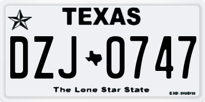 TX license plate DZJ0747