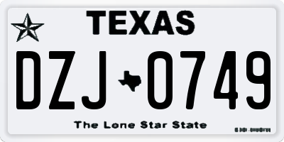 TX license plate DZJ0749