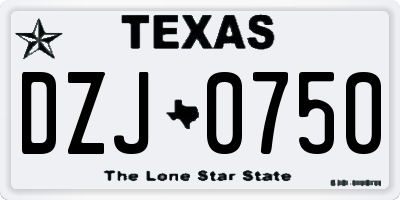 TX license plate DZJ0750