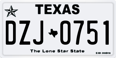 TX license plate DZJ0751