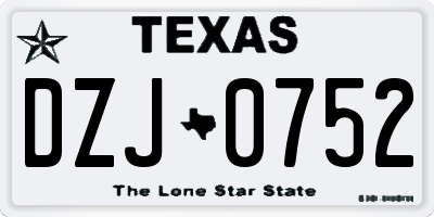 TX license plate DZJ0752