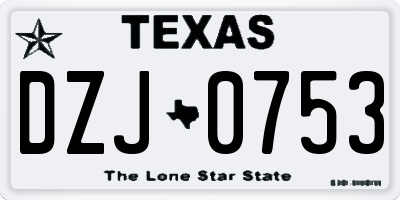 TX license plate DZJ0753
