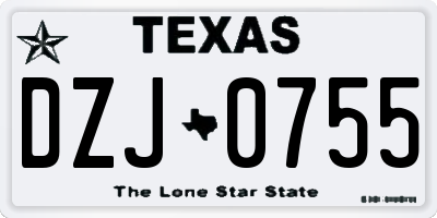 TX license plate DZJ0755
