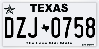 TX license plate DZJ0758