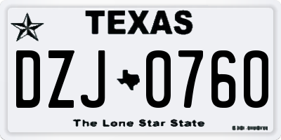 TX license plate DZJ0760