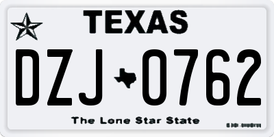 TX license plate DZJ0762
