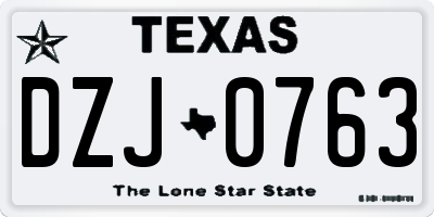 TX license plate DZJ0763