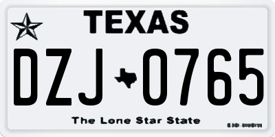 TX license plate DZJ0765