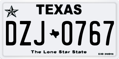 TX license plate DZJ0767