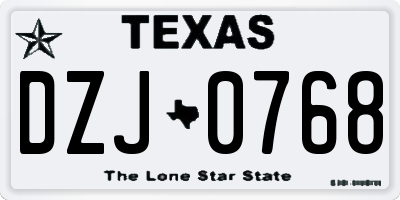 TX license plate DZJ0768