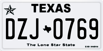 TX license plate DZJ0769