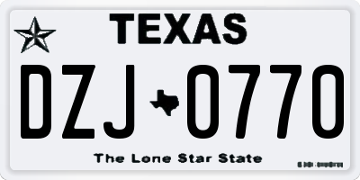 TX license plate DZJ0770