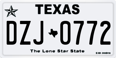 TX license plate DZJ0772