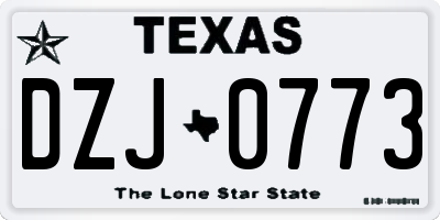 TX license plate DZJ0773