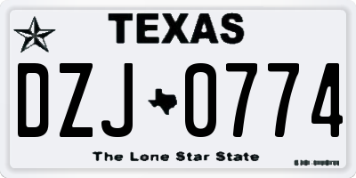 TX license plate DZJ0774