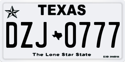 TX license plate DZJ0777