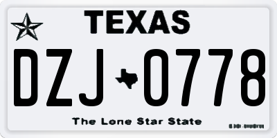 TX license plate DZJ0778