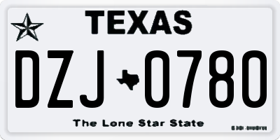 TX license plate DZJ0780
