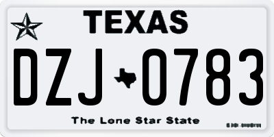 TX license plate DZJ0783