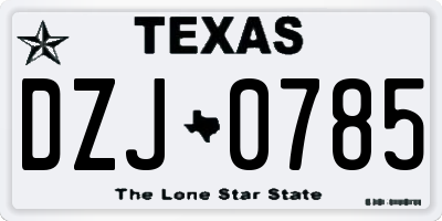 TX license plate DZJ0785