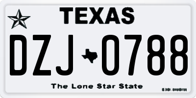TX license plate DZJ0788