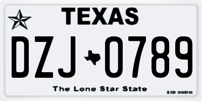 TX license plate DZJ0789