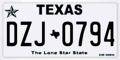 TX license plate DZJ0794
