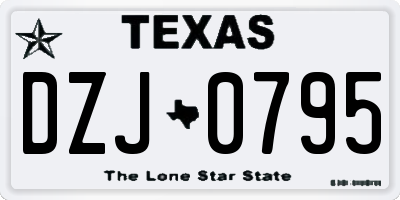TX license plate DZJ0795