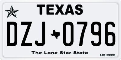 TX license plate DZJ0796
