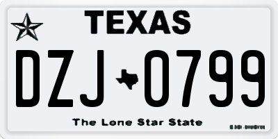 TX license plate DZJ0799